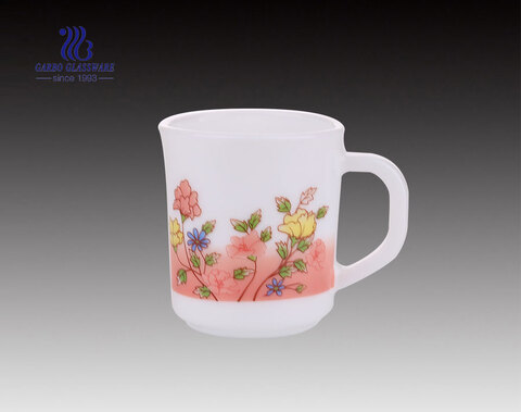 240ML Opal White Glass Mug With Custom Decal