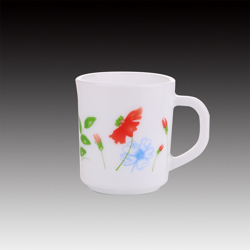 240ML Opal White Glass Mug With Custom Decal