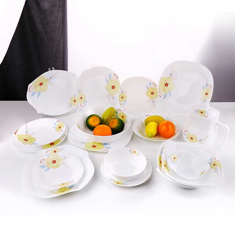 Calcomanía Decoración Square Opal Glass Dinner 14 Pcs Set