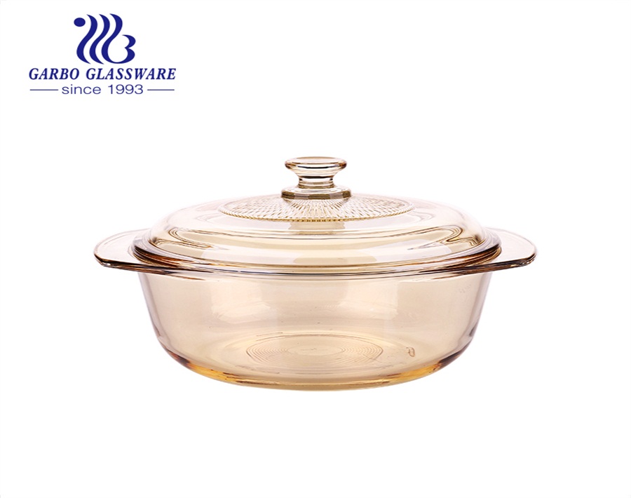 Wholesale Tempered Glass Casserole Dish Ion-electroplated Baking Glass Bowls With Lid