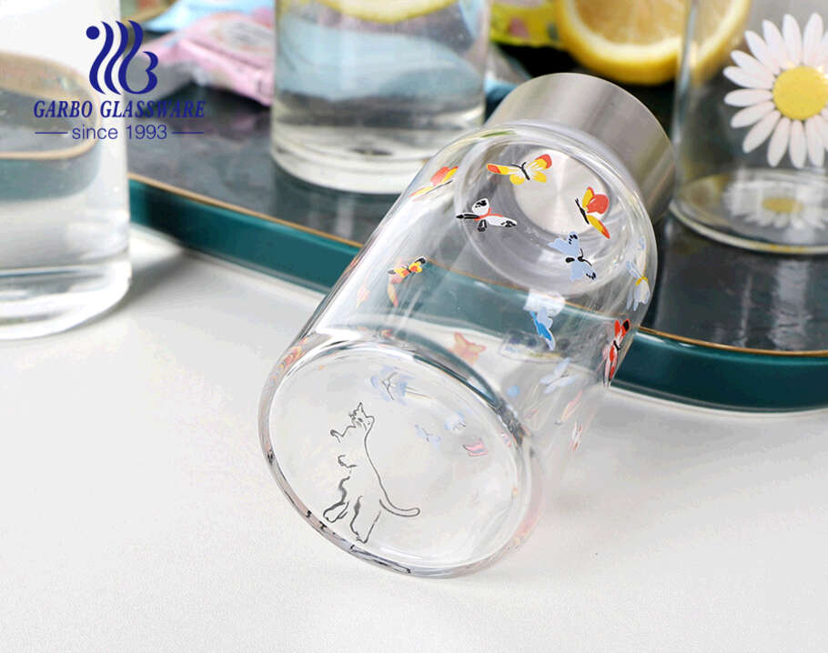 heat resistant glass storage bottle 280ml decorative BPA Free Leak-proof glass borosilicate bottle juice beer milk storage bottle 