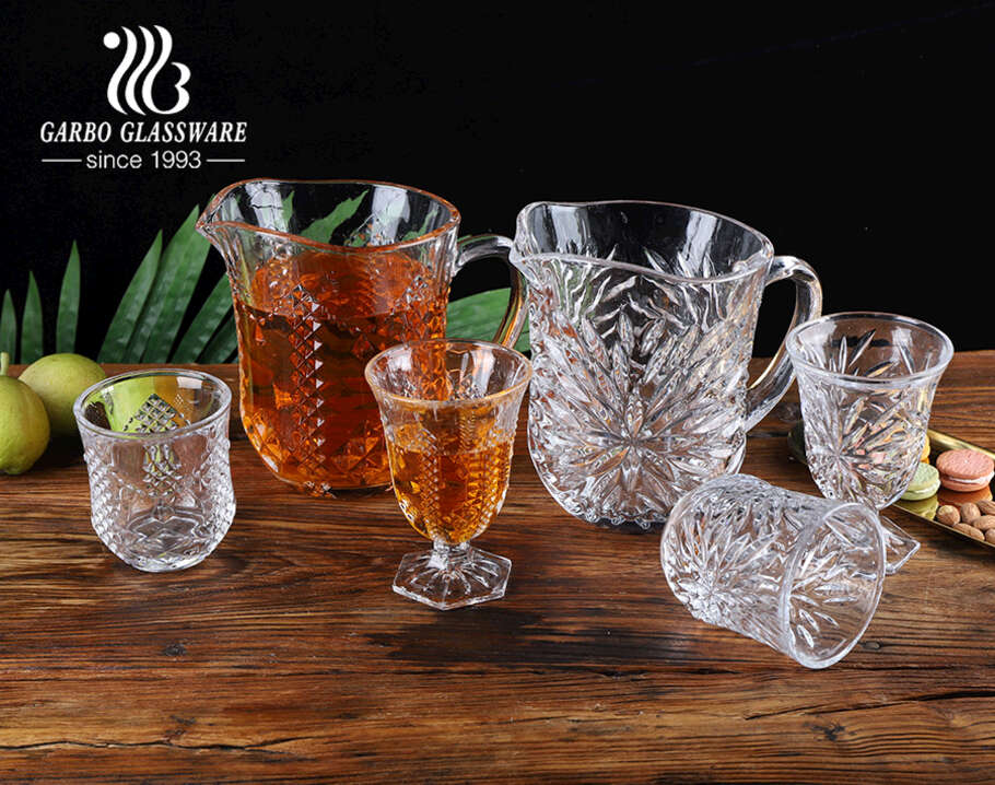 Vintage Amber Handblown Cocktail Pitcher Set