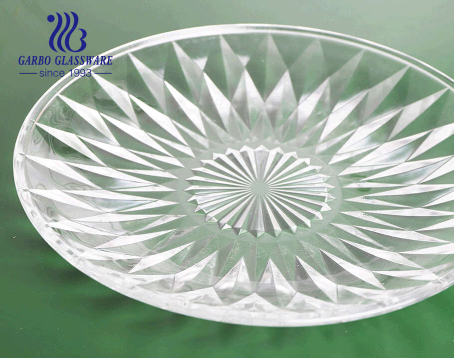 Großhandel zu Hause verwenden hohe weiße Obstsalat Obst Glasschale Geschenk mit klassischen Diamant-Design