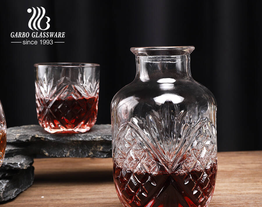 Unique shape whiskey decanter for bar use round mixing drink glass bottles for wine liquor 