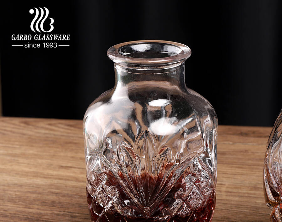 Unique shape whiskey decanter for bar use round mixing drink glass bottles for wine liquor 