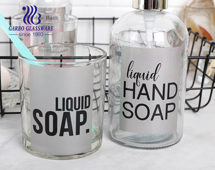 Factory cheap machine-made gift box glass bathroom accessories set with customized decal for kitchen bathroom hotel home