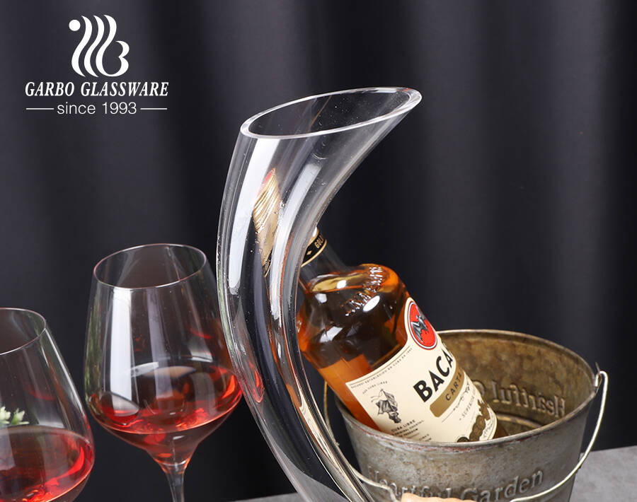 Logotipo personalizado premium exclusivo elegante cisne Vidro decantador de vinho tinto sem chumbo em formato de harpa curvado