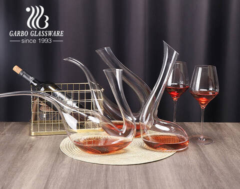 Customized shape lead free wine decanters unique design handmade glass wine decanter 