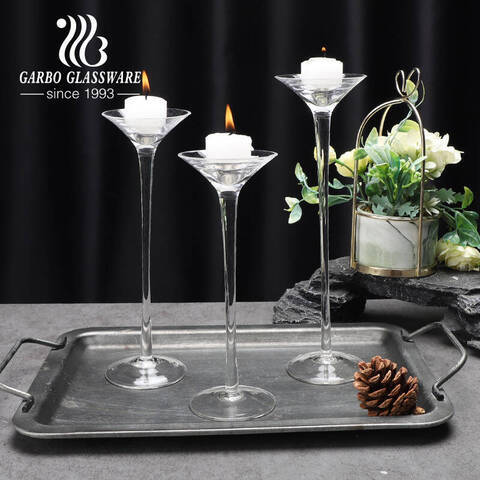 Bougeoir votif haut de gamme en verre transparent pour décoration de table de mariage