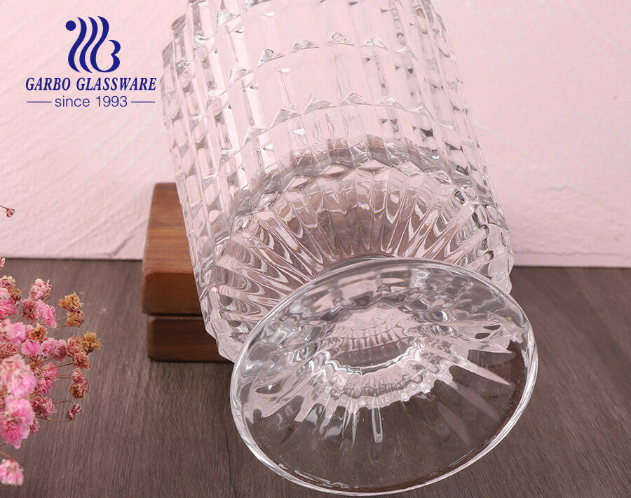 Plaid pattern glass holder flora vase  crystal transparent tabletop 7 inches height  glass collection holder 