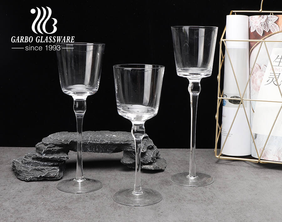 Wholesale handmade tall long stemmed clear glass candle holders decoration