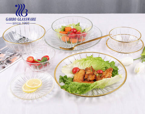 Tigela de frutas de vidro transparente de grande capacidade com design personalizado Saladeira de vidro feita na China