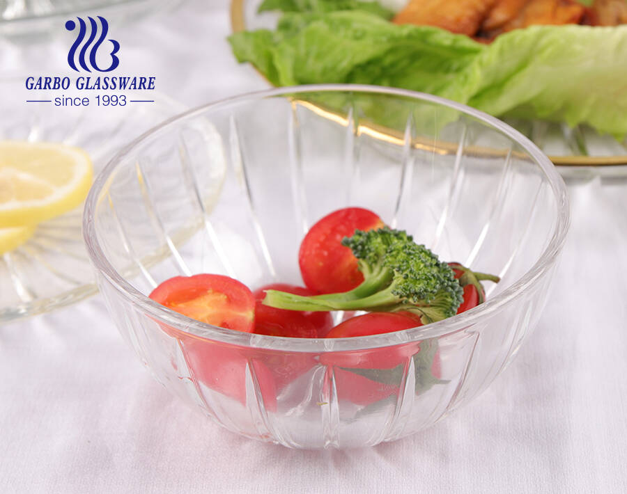 Bol à fruits en verre transparent de grande capacité avec bol à salade en verre au design personnalisé fabriqué en Chine