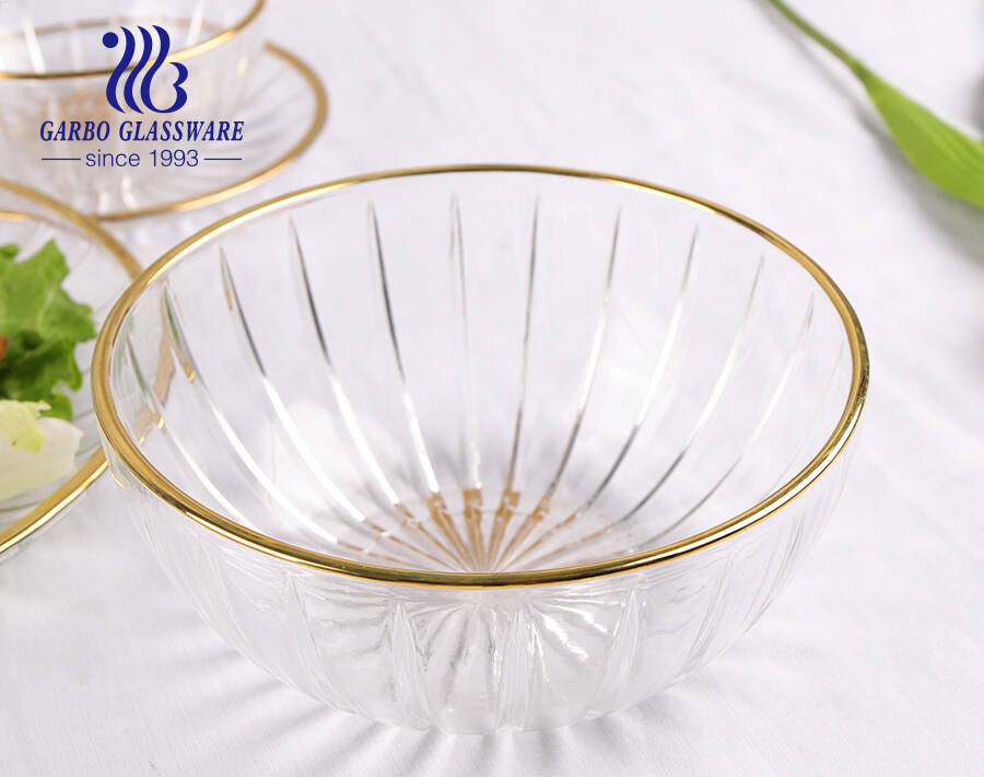 Big Capacity Clear Glass Fruit Bowl with Customized Design Glass Salad Bowl Made in China