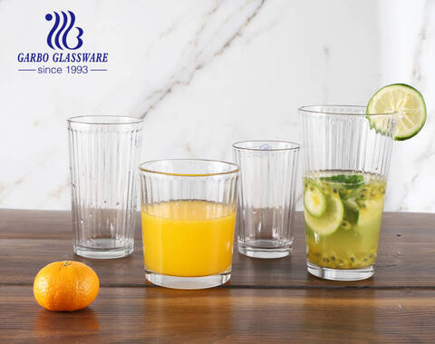 Latin America markets popular glass tumbler with vertical stripe series