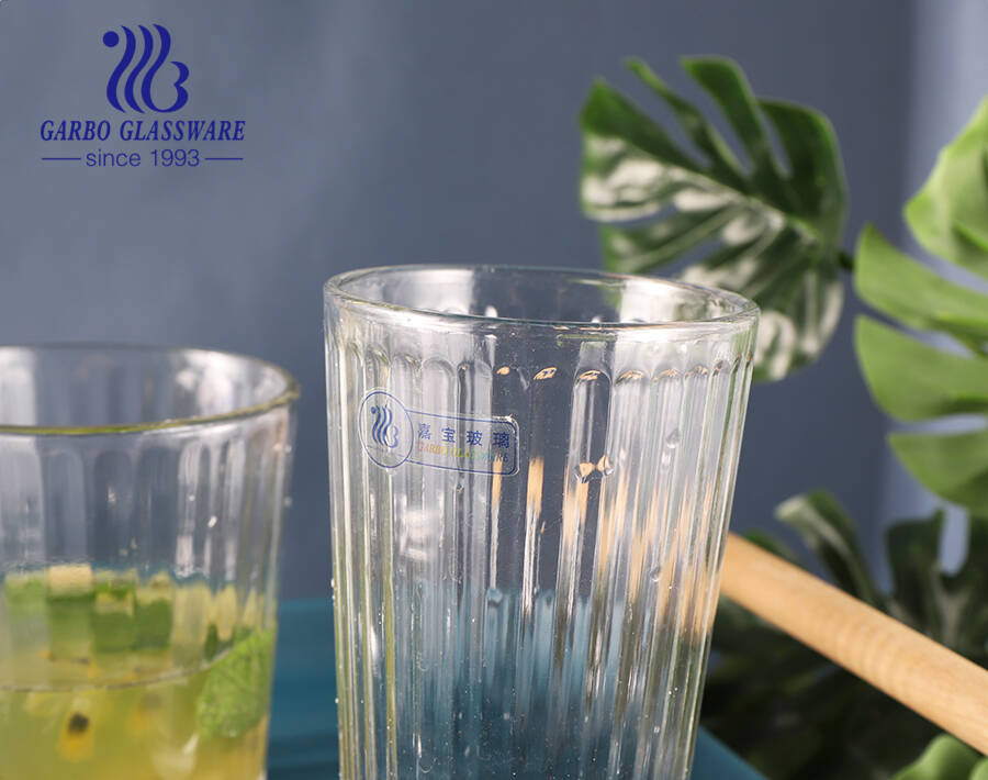 Latin America markets popular glass tumbler with vertical stripe series