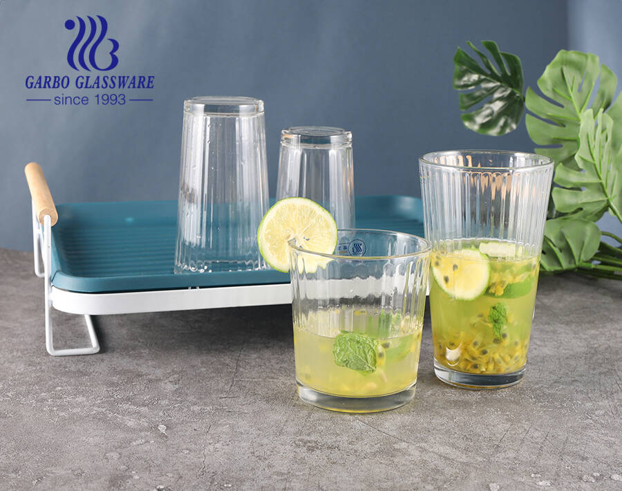 Latin America markets popular glass tumbler with vertical stripe series