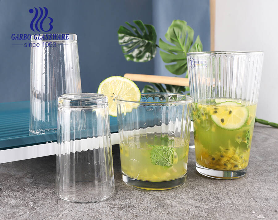 Latin America markets popular glass tumbler with vertical stripe series