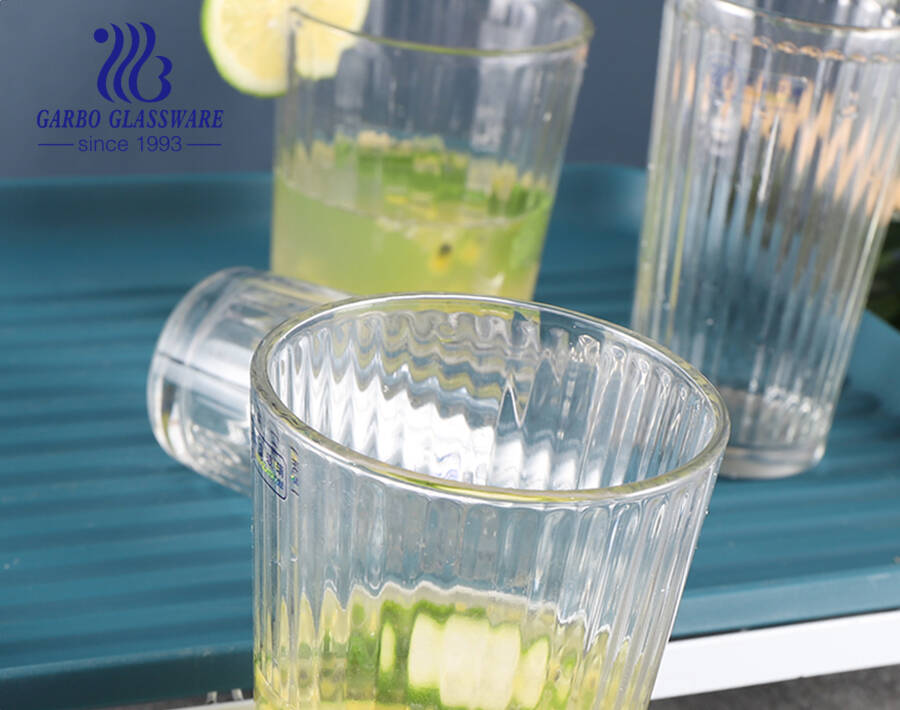 Latin America markets popular glass tumbler with vertical stripe series