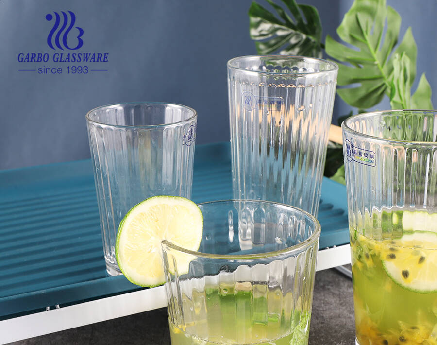 Latin America markets popular glass tumbler with vertical stripe series