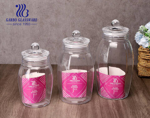 Stock available 3 sizes kitchen jar set glass jars with airtight lids 1.2 1.8 2.5 Liters