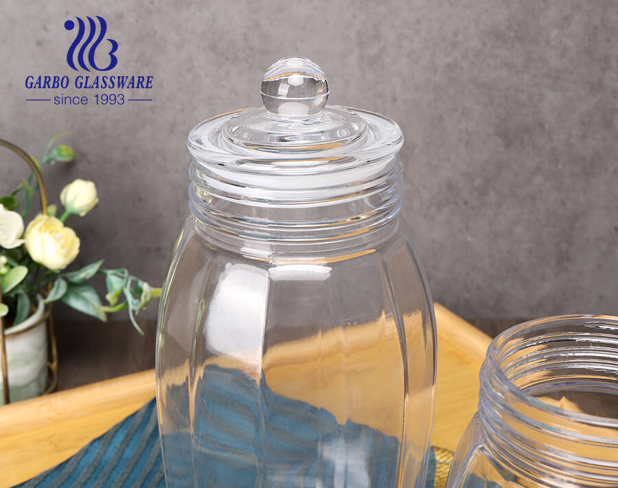 Stock available 3 sizes kitchen jar set glass jars with airtight lids 1.2 1.8 2.5 Liters