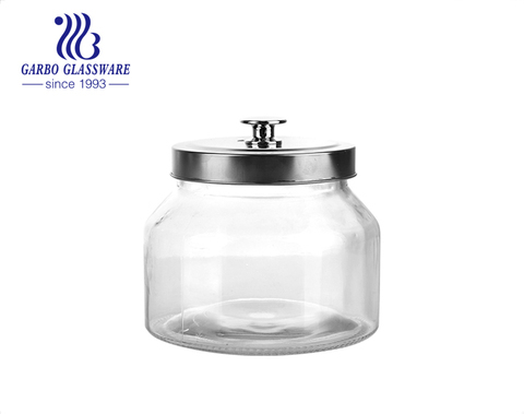 Clear glass storage jars with lids the 1600ml big glass canister for kitchen