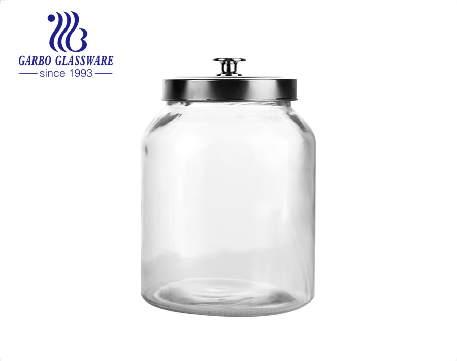 Clear glass storage jars with lids the 1600ml big glass canister for kitchen