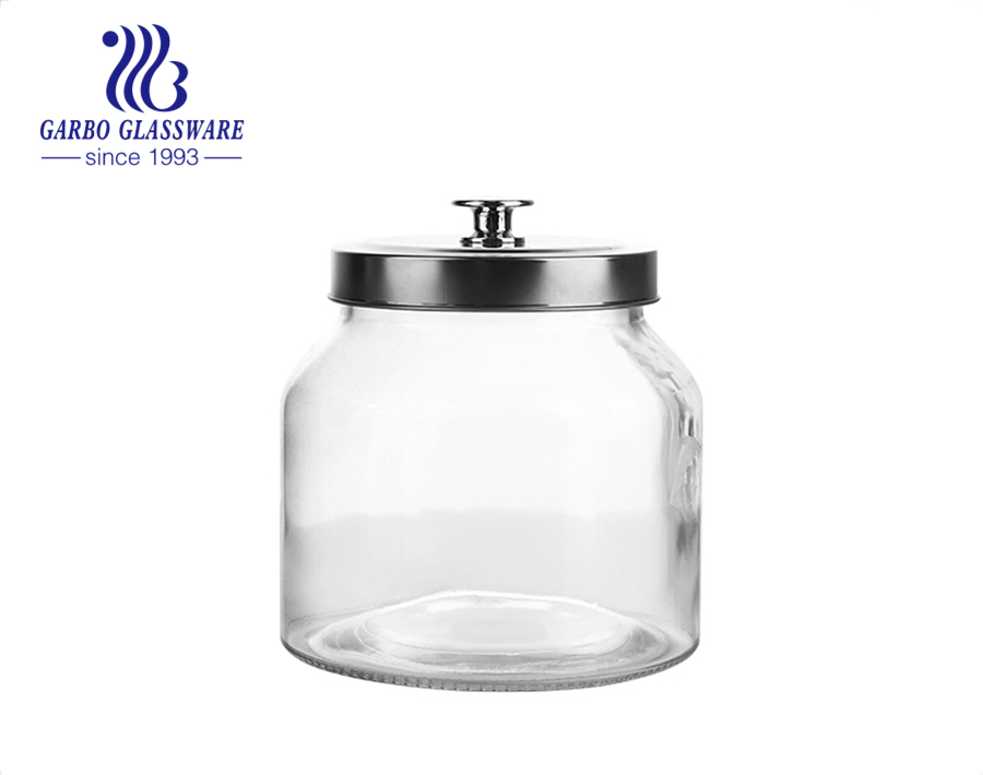 Clear glass storage jars with lids the 1600ml big glass canister for kitchen