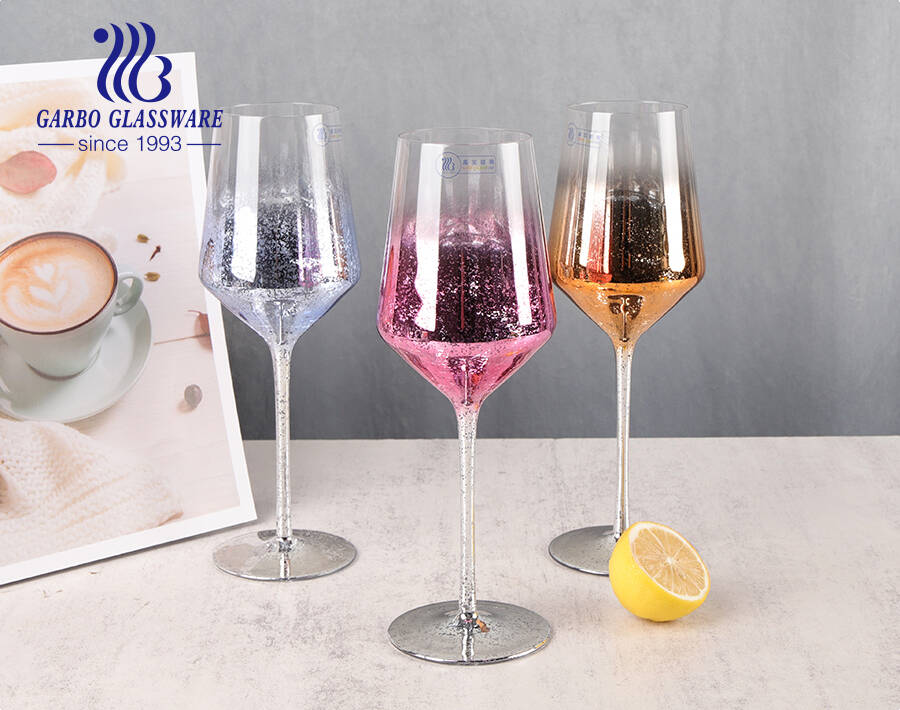 Luxury handmade blown 500ml wine glass stemware with starry sky painting