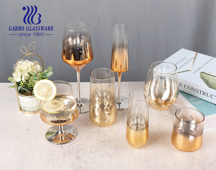 Serie de estampado de cielo estrellado, copa de vino con tallo, copa de champán, flauta, copa de brandy corta