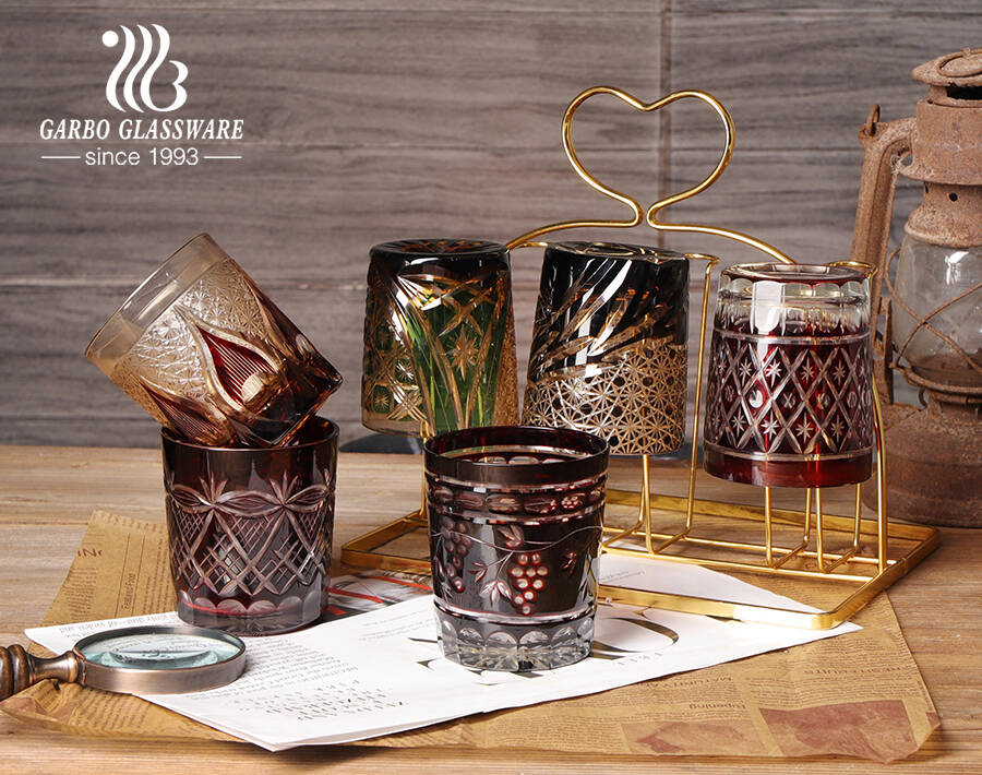 European American Market Hot Selling Handmade Coating Whisky Glass Tumbler with Different Deisgns and Colors