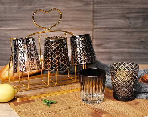 Wedding Decorative New Design Coating Whisk Glass Tumbler with 8oz Capacity