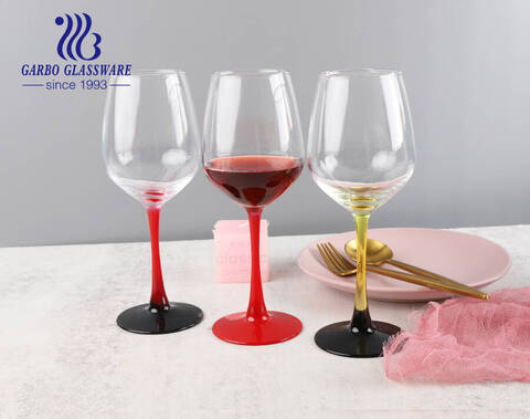 Worldwide popular 345ML crystal wine glass goblet with stem spraying colors