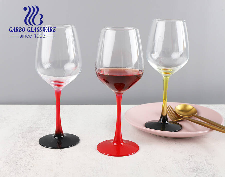 Worldwide popular 345ML crystal wine glass goblet with stem spraying colors