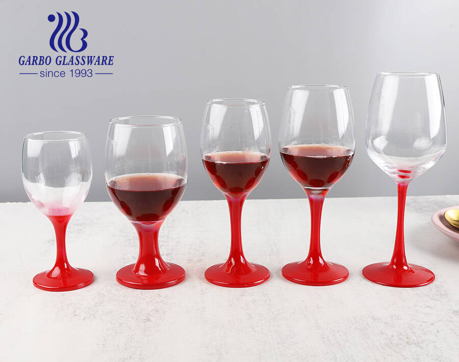 Jubilant stem glassware with dark color red for wine brandy serving