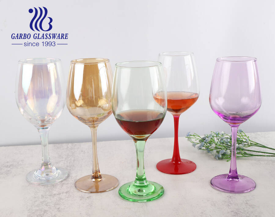 Commercial promotion stemware colorful wine glass with custom packaging