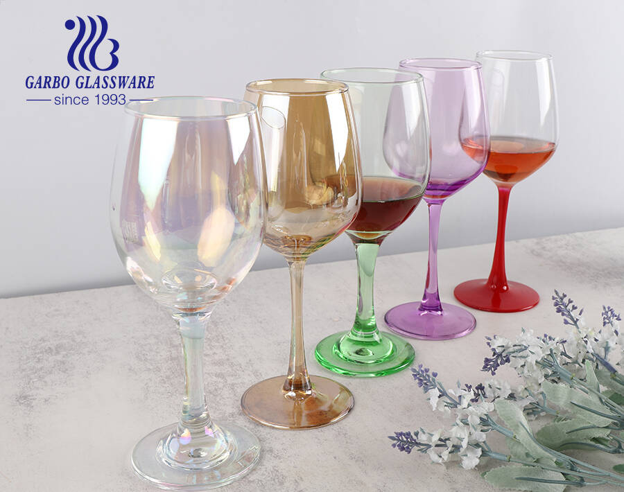 Commercial promotion stemware colorful wine glass with custom packaging