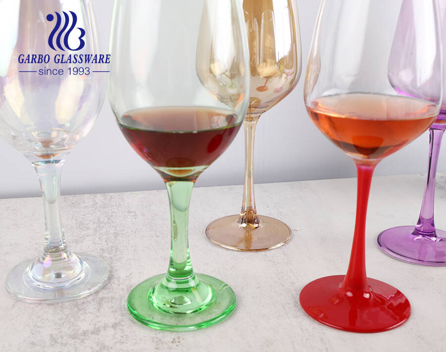 Commercial promotion stemware colorful wine glass with custom packaging
