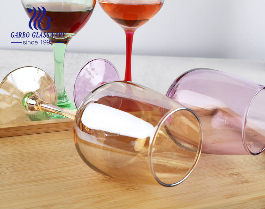 Commercial promotion stemware colorful wine glass with custom packaging