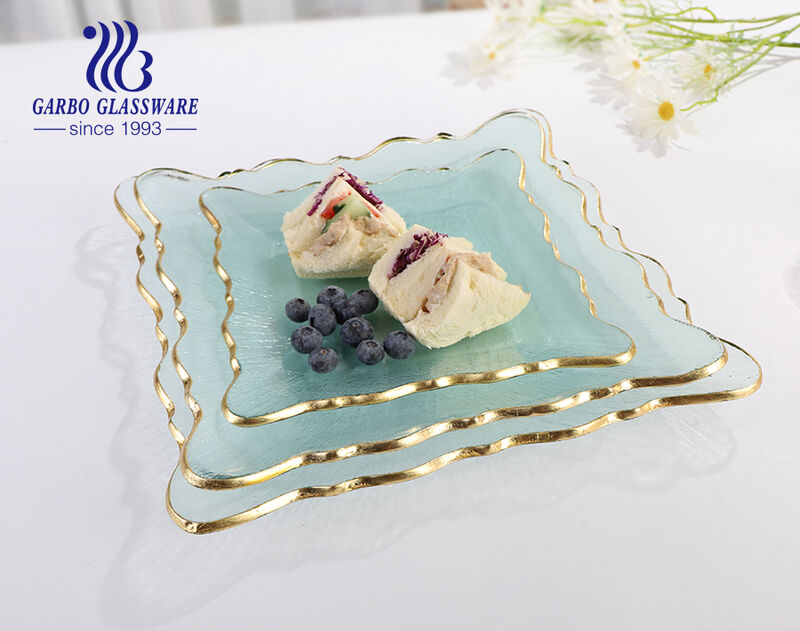 Assiette à dîner en verre transparent de luxe faite à la main