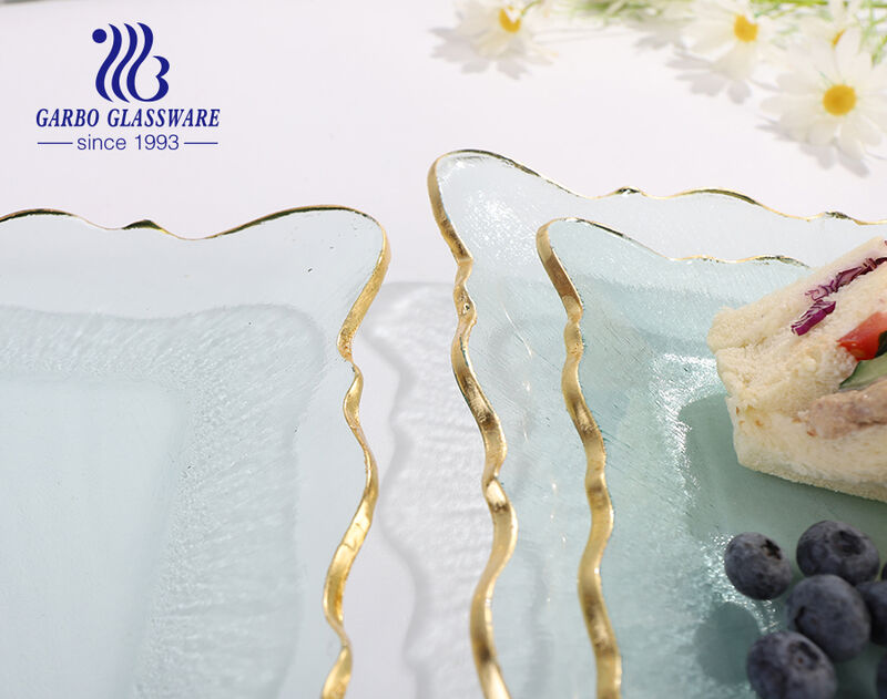 Assiette à dîner en verre transparent de luxe faite à la main