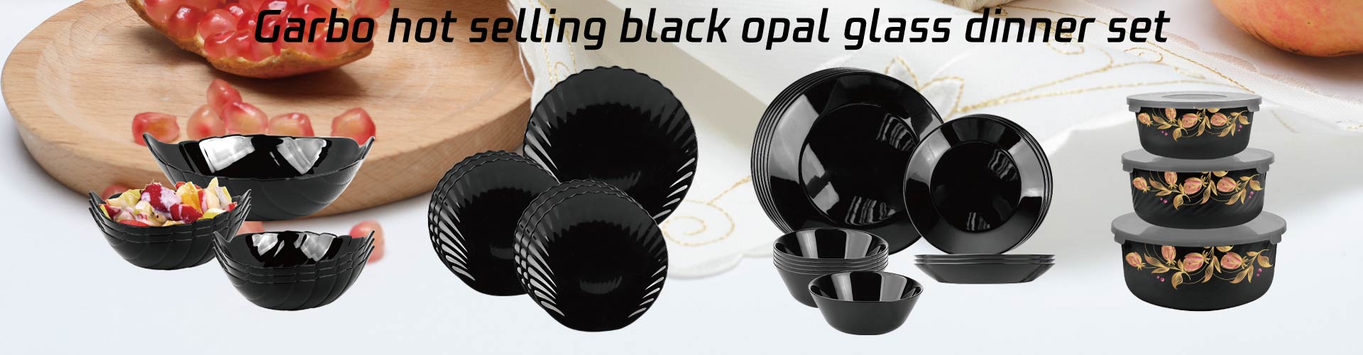 black opal glass dinnerware Set