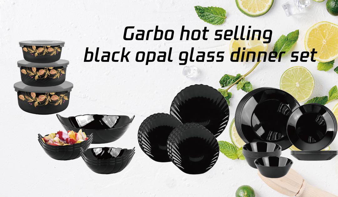 black opal glass dinnerware Set