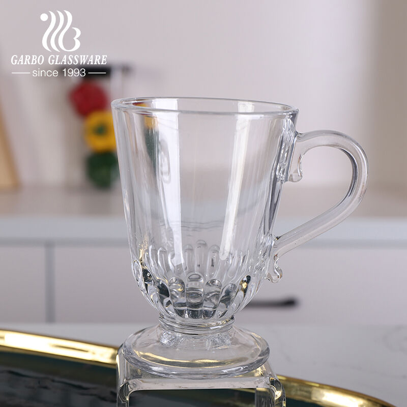 7oz 200ml High quality glass coffee tea mug with stand elegent handle