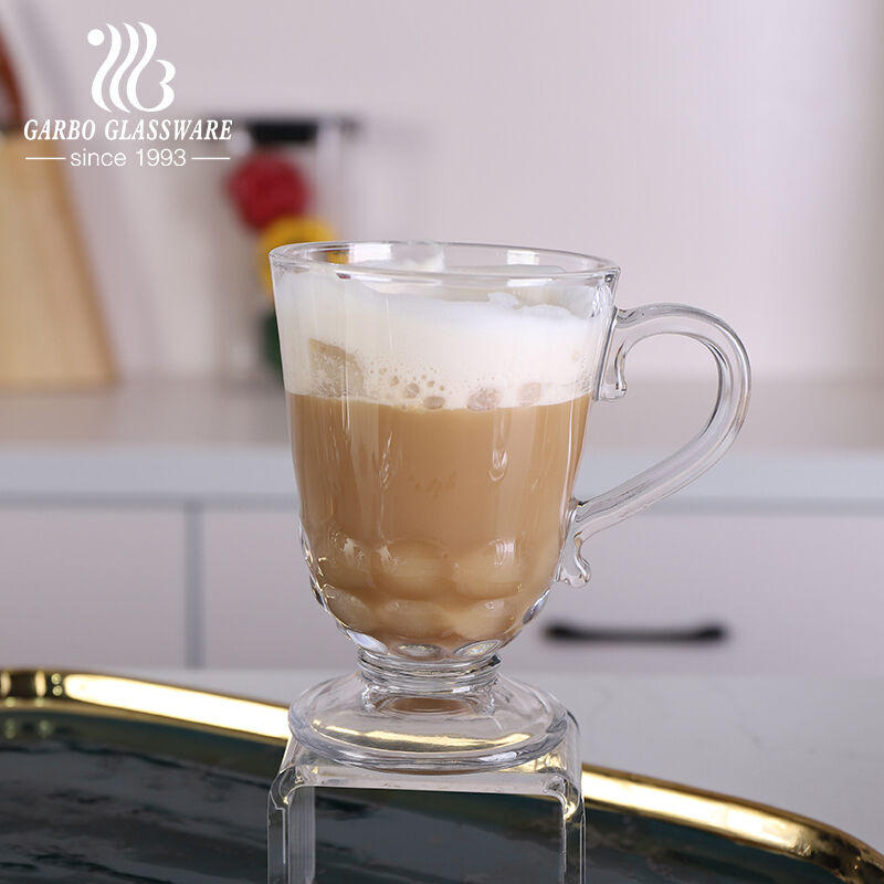 Tasse à café en verre de haute qualité de 7 oz 200 ml avec poignée élégante