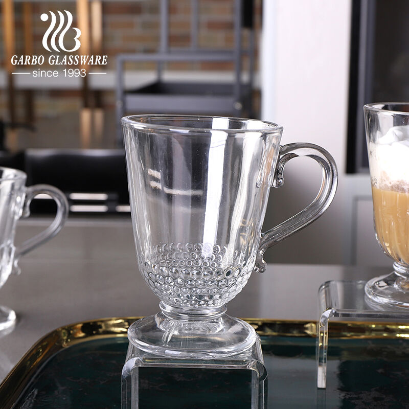 200ml 7oz New engraved design glass Irish coffee mug with stand
