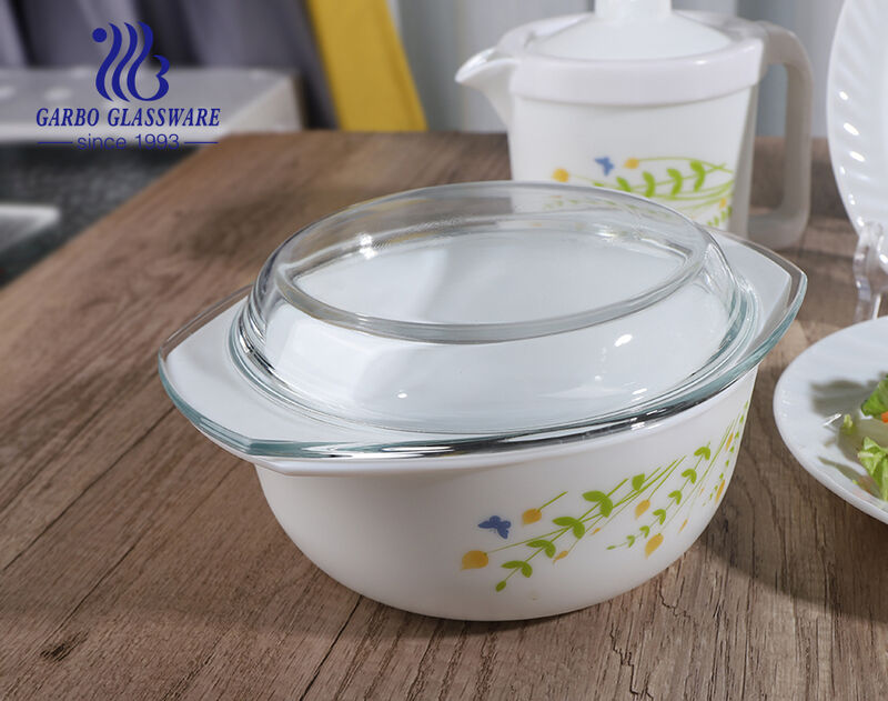 Nouveau design de décalcomanie 58 pcs ensemble de dîner en verre opale pour un usage familial