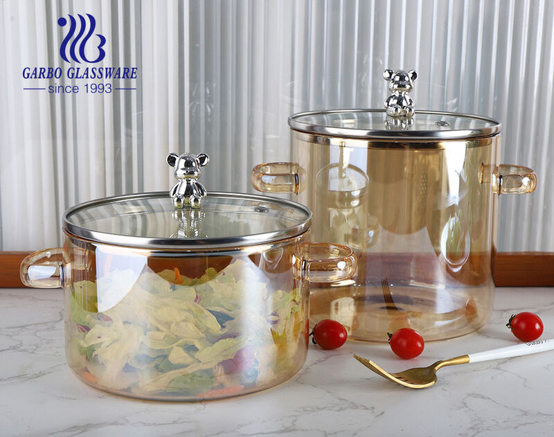 Pot En Verre Borosilicate 1,6 L Avec Couvercle - Côtelé, Résistant à La Chaleur, Pour Cuisson Sur Feu, Lave-Vaisselle Safe