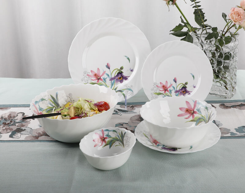 Factory Wholesale Customized Spring Bloom Flower Opal Glass Dish Plate